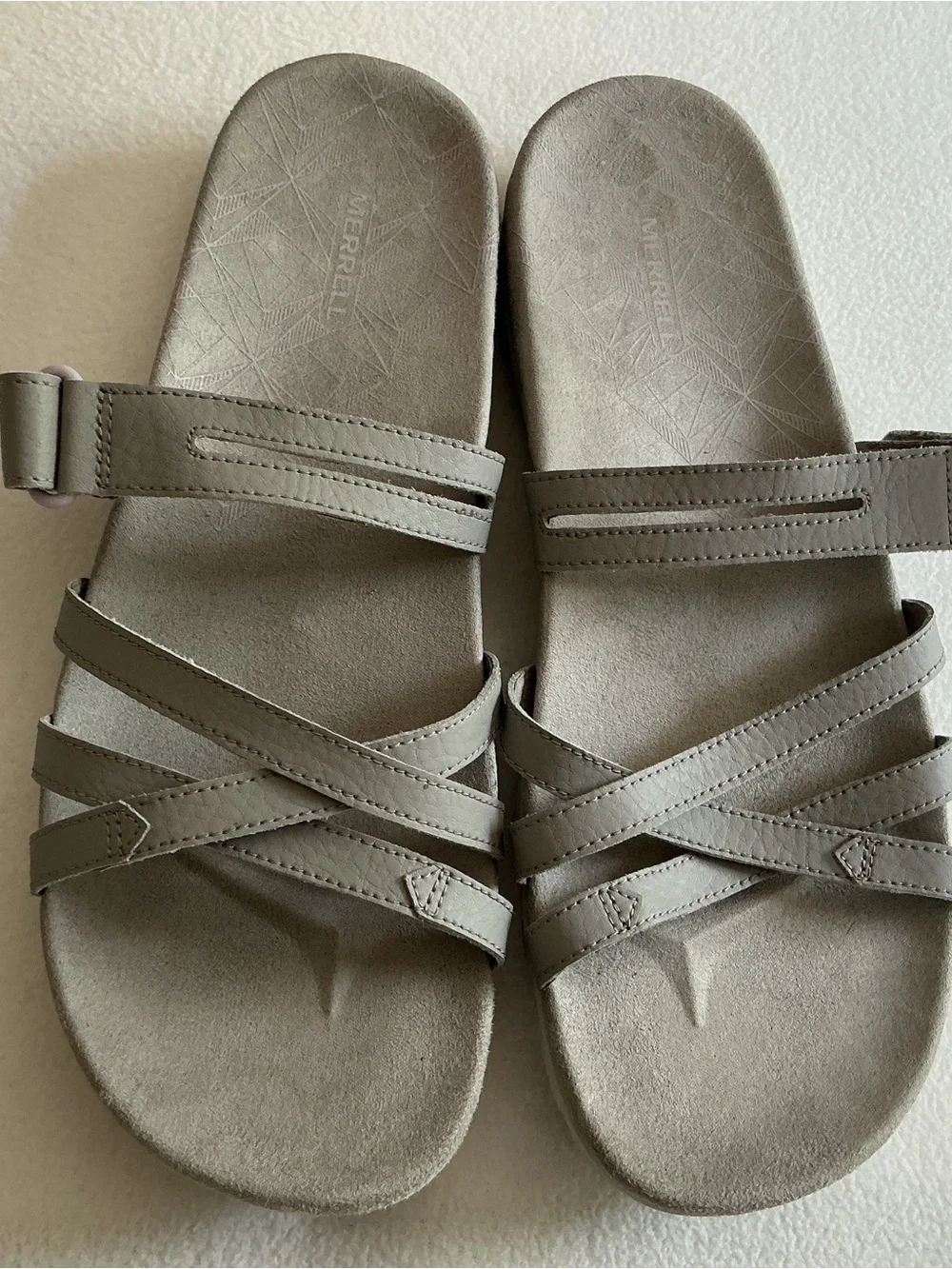 Merrell Women's Kaloka Gray Leather Strappy Comfort Slide Sandals Size 11 EU 42